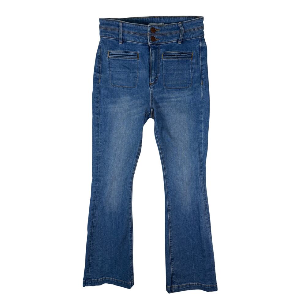 LOFT Patch Pocket High Rise Slim Flare Jeans